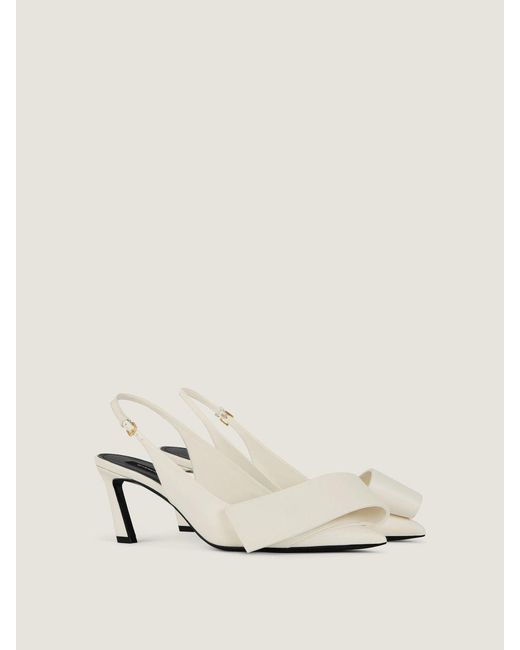 Givenchy White Twisted Ribbon Slingbacks Pumps