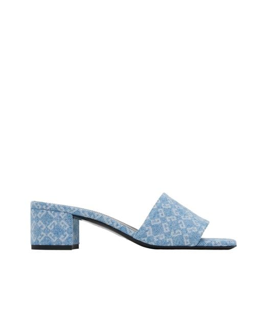 Givenchy Blue 4G Block Heel Denim Mules