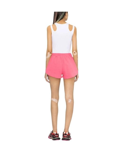 MSGM Pink Logo-Patch Track Shorts