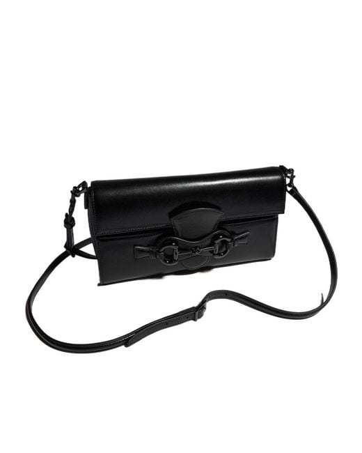 Gucci Black Horsebit Ristretto Medium Shoulder Bag