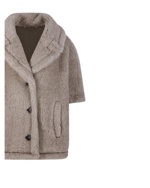 Max Mara Gray Corvino4 Button-Up Short-Sleeved Coat