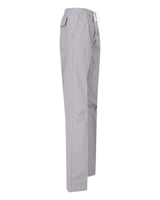 Rick Owens Gray Drawstring-Waist Pressed-Crease Trousers for men
