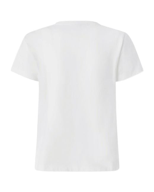 Pinko White Embellished Love Birds Logo T-Shirt