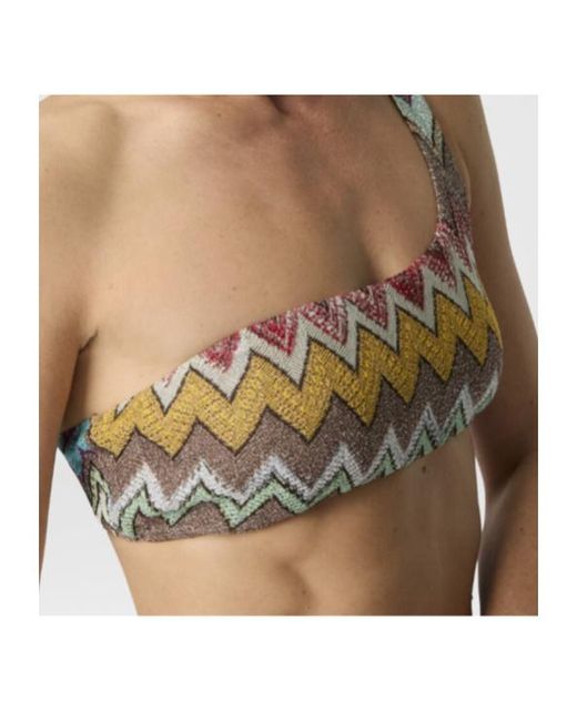 Missoni White Macro Zigzag Pattern One-Shoulder Bikini Set