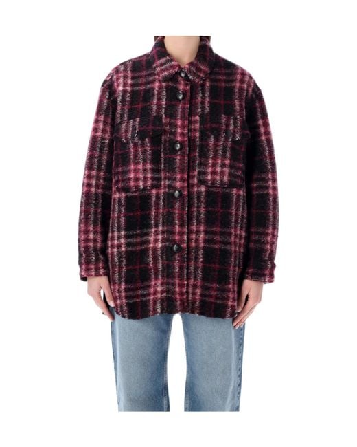 Isabel Marant Red Isabel Marant Étoile Harvely Check Shirt Jacket