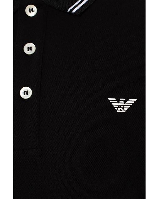 Emporio Armani Black Long-Sleeved Polo Shirt for men