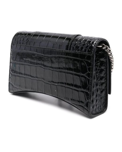 Balenciaga Black Hourglass Embossed Chain Wallet