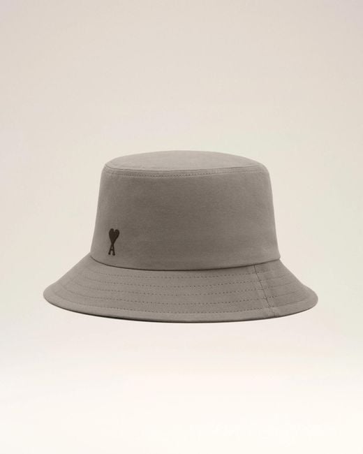 AMI Gray Logo Embroidered Bucket Hat for men