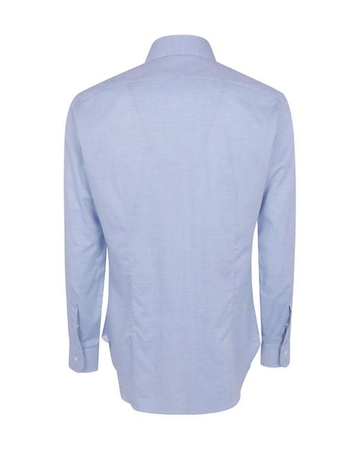 Barba Napoli Blue Long-Sleeved Shirt for men