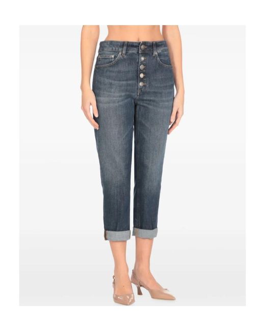 Dondup Blue Button-Fly Cuffed Jeans