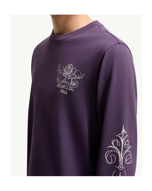 Moncler Purple Logo Motif Cotton Long Sleeve T-Shirt for men