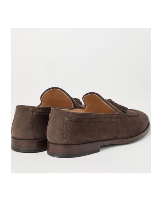 Brunello Cucinelli Brown Slip-On Almond-Toe Tassel Loafers for men