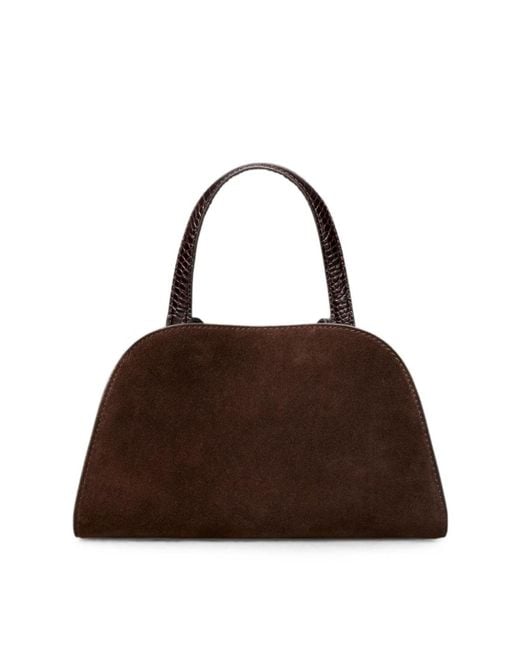 Tory Burch Brown Croc-Effect Suede Tote Bag