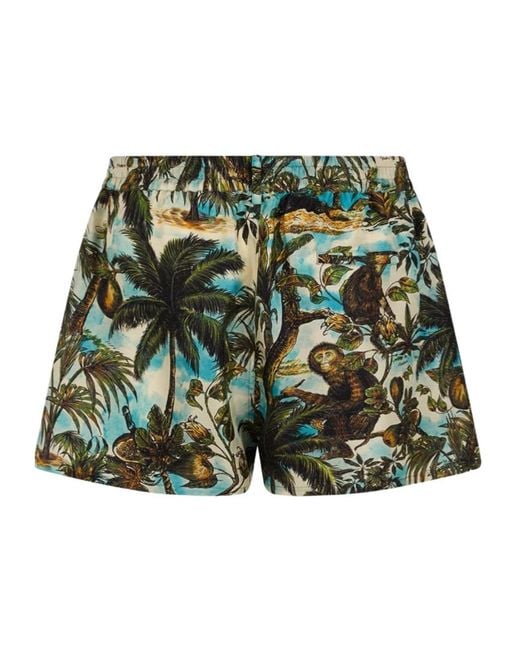 DSquared² Green Monkey Printed Pull On Shorts for men