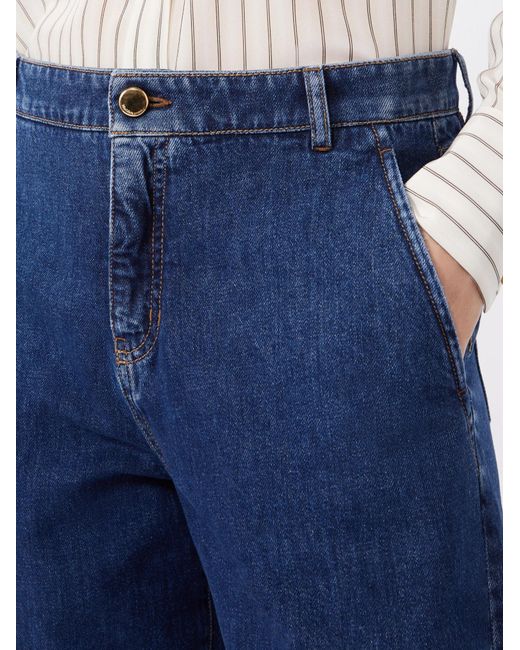 Max Mara Blue Barrel-Leg Denim Trousers