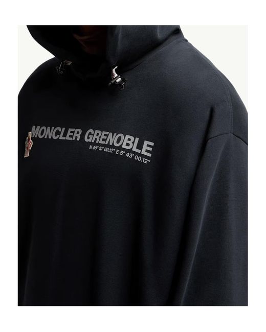 Moncler Blue Grenoble Logo Embroidered Long-Sleeved Hoodie for men