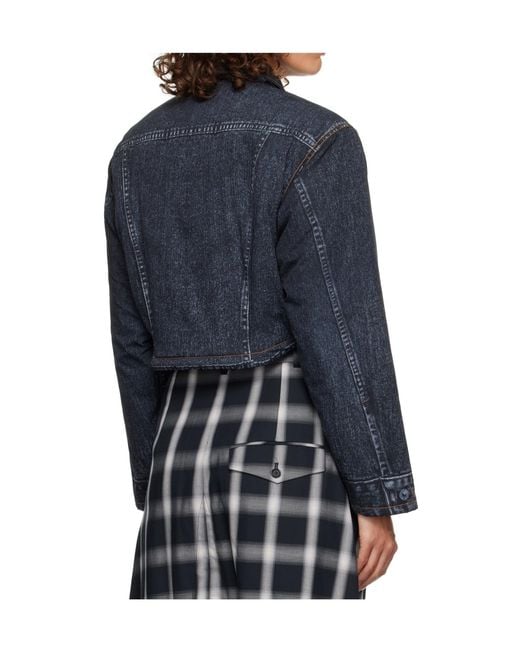 Pushbutton Blue Denim Print Short Jacket