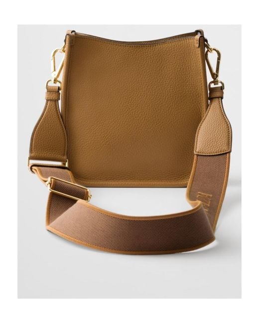 Prada Brown Logo Plaque Crossbody Bag