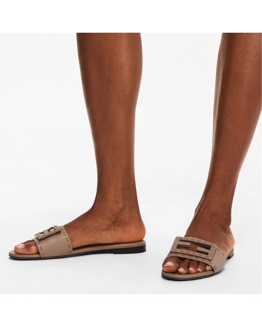 Fendi White Logo Flat Sandals