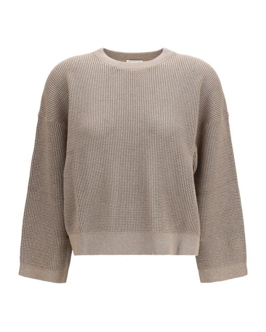 Brunello Cucinelli Brown Crew-Neck Sweater