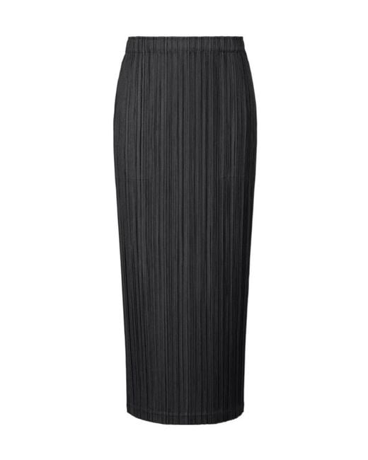 Pleats Please Issey Miyake Black Pleated Midi Skirt