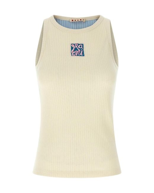 Marni Natural Logo Patch Knitted Tank Top