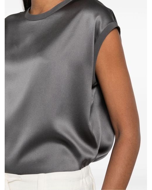 Brunello Cucinelli Gray Monili-Detail Blouse