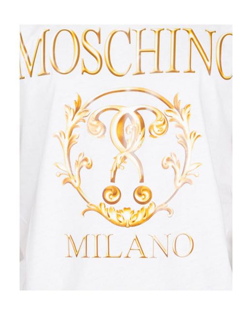 Moschino White Logo Printed T-Shirt for men