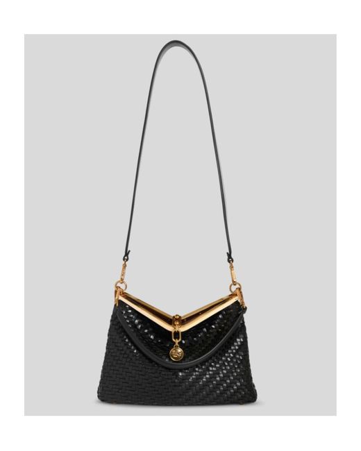 Etro Black Medium Woven Vela Shoulder Bag