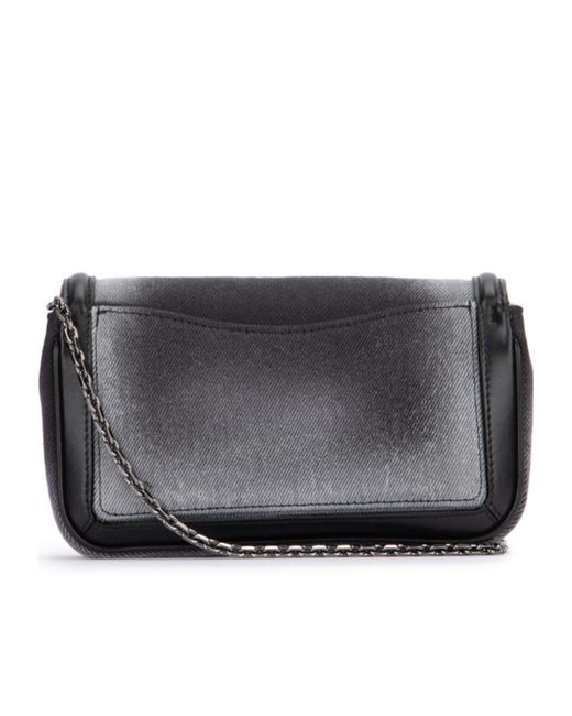 Roger Vivier Black Embellished Foldover Top Denim Shoulder Bag