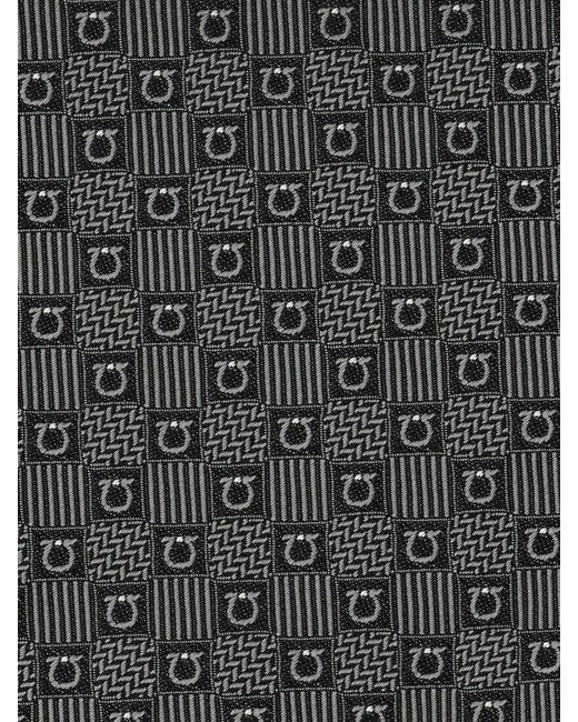 Ferragamo White Gancini Silk Jacquard Tie for men
