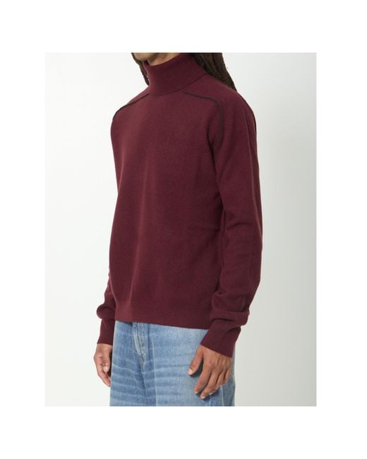 Maison Margiela Red Contrast-Trim Roll-Neck Sweater for men