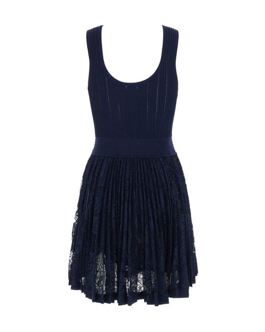 Jonathan Simkhai Blue Dress With Elastic Waist And Lace Design