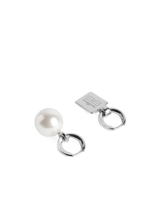 Balenciaga White Malibu Pearl Earrings for men