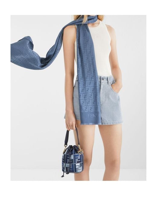 ショルダーバッグ・ポシェット FENDI Mon Tresor Blue canvas mini-bag with FF embroidery Mon Tresor Fabric Blue | Fendi