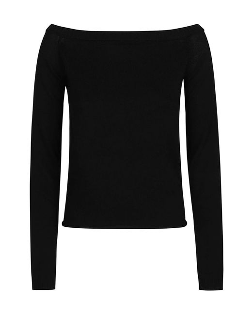IRO Black Off-The-Shoulder Ribbed-Trim Sweater