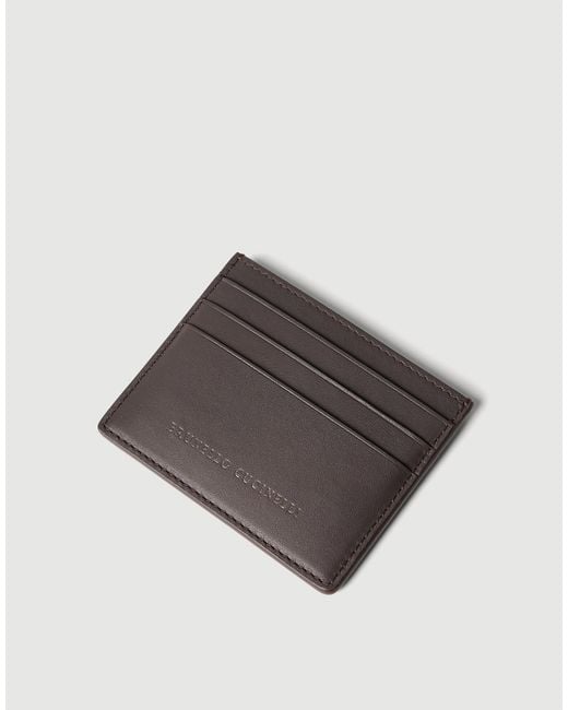 Brunello Cucinelli Gray Calfskin Card Case