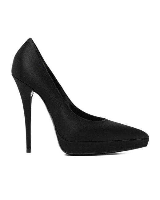 Saint Laurent Black Pointed Toe Leather Pumps