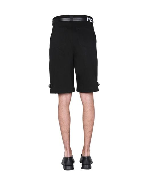 McQueen Black Strap Detailed Shorts for men