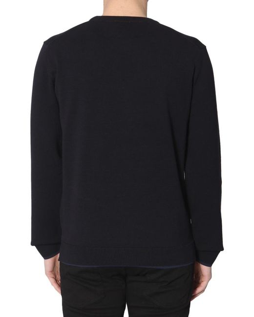 KENZO Blue Hutou Embroidered Cotton Blended Sweater for men