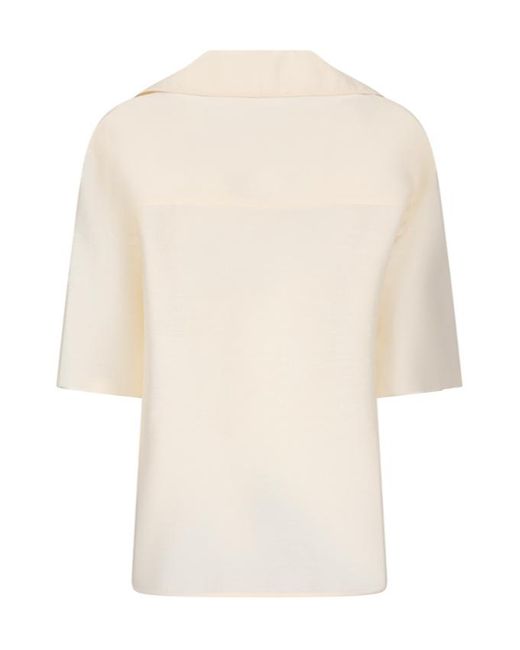 Max Mara White Osiride V-Neck Short-Sleeved Top