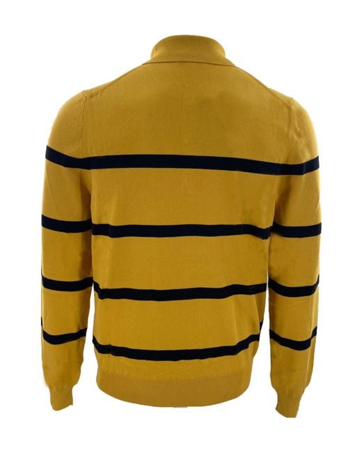 Dunhill Yellow Striped Long-Sleeved Polo Shirt for men