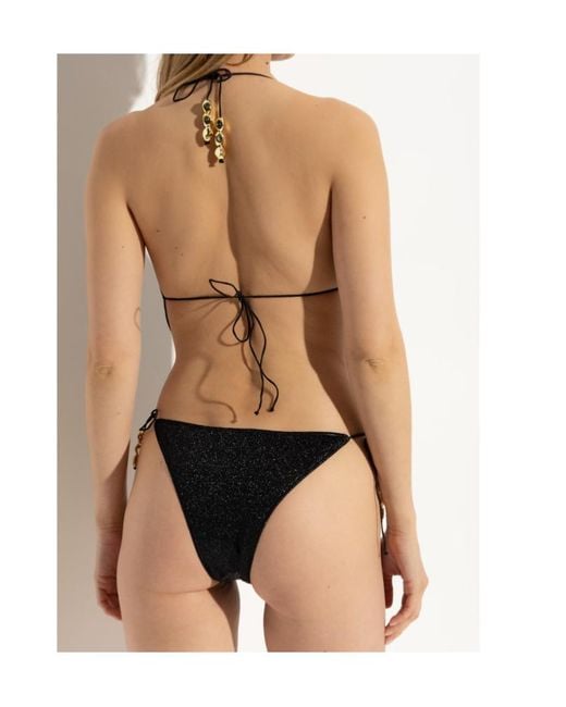 Oseree Black Glitter-Detailing Swimsuit