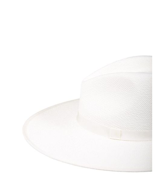 Max Mara White Cellula Wide-Brim Hat