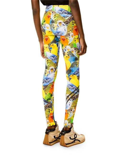 Loewe White High-Waist Bird-Printed Leggings