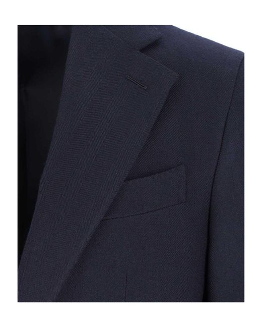 Caruso Blue Single Breasted Long Sleeved Jacket for men