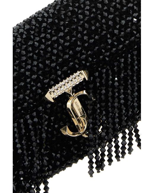 Jimmy Choo Black Avenue Bead-Embellished Foldover Top Mini Shoulder Bag