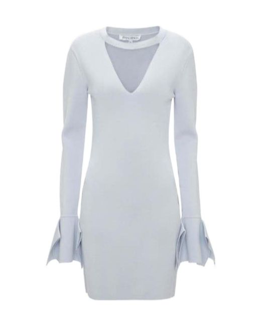 J.W. Anderson Blue Jw Anderson V-Neck Long-Sleeved Mini Dress