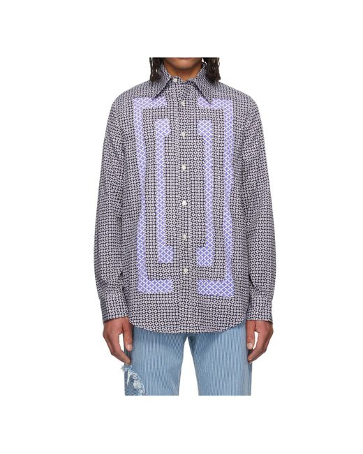 Edward Cuming Blue Flower Cotton Scratch The Itch Shirt for men