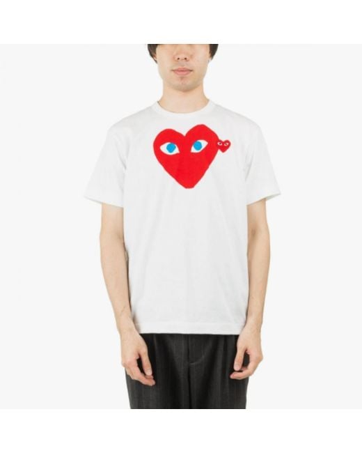 COMME DES GARÇONS PLAY White Large And Small Love Pattern T-Shirt for men